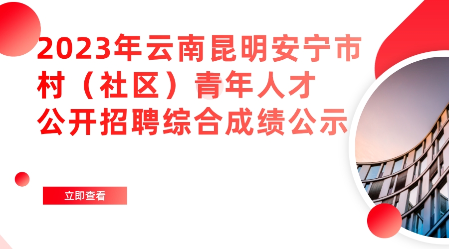 2023年云南昆明安宁市村（社区）青年人才公开招聘综合成绩公示