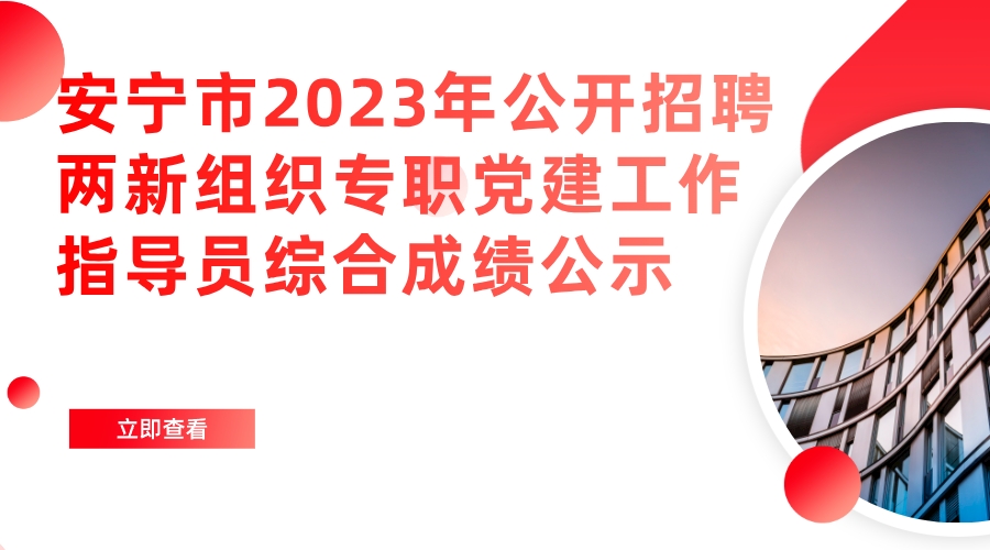 安宁市2023年公开招聘两新组织专职党建工作指导员综合成绩公示